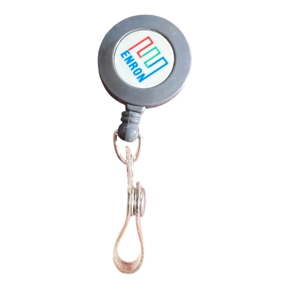 Enron Retractable Badge Reel Unisex OS Grey Excellent Corporate Memorabilia Y2K
